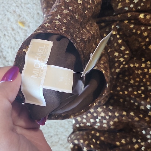 Michael Kors Gold Foil Bell Sleeve Dress - Picture 3 of 4